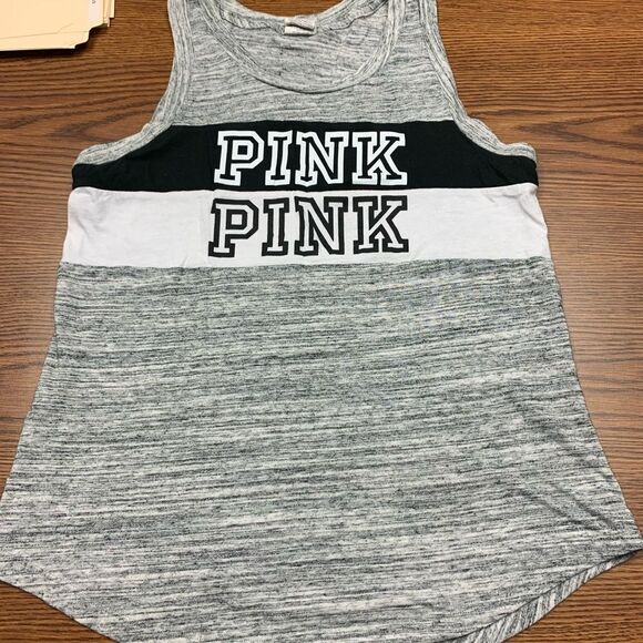 VS Pink Double Pink Gray Tank Top sz S - Picture 1 of 3